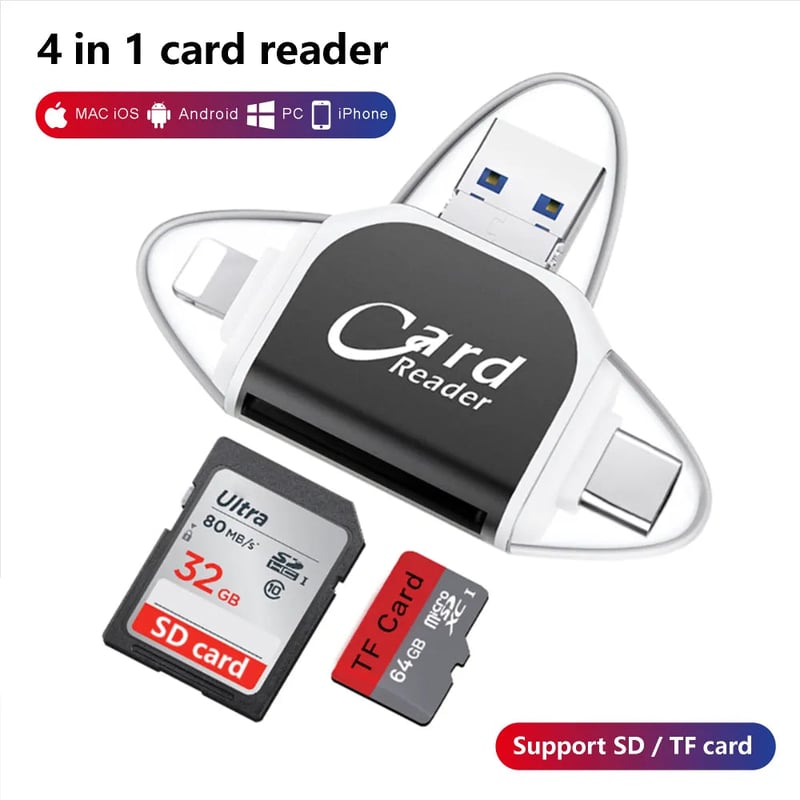 (🔥Last Day Promotion  - 50% off)Multi-Port 4 in1 Universal SD TF Card Reader